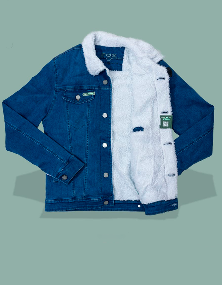 Jacket Premium Blue C/ Peluche Carnero Blanco