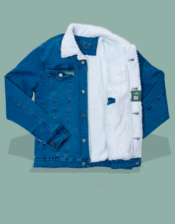 Jacket Premium Blue C/ Peluche Carnero Blanco