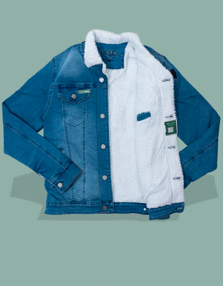 Jacket Premium Blue C/ Peluche Carnero Blanco