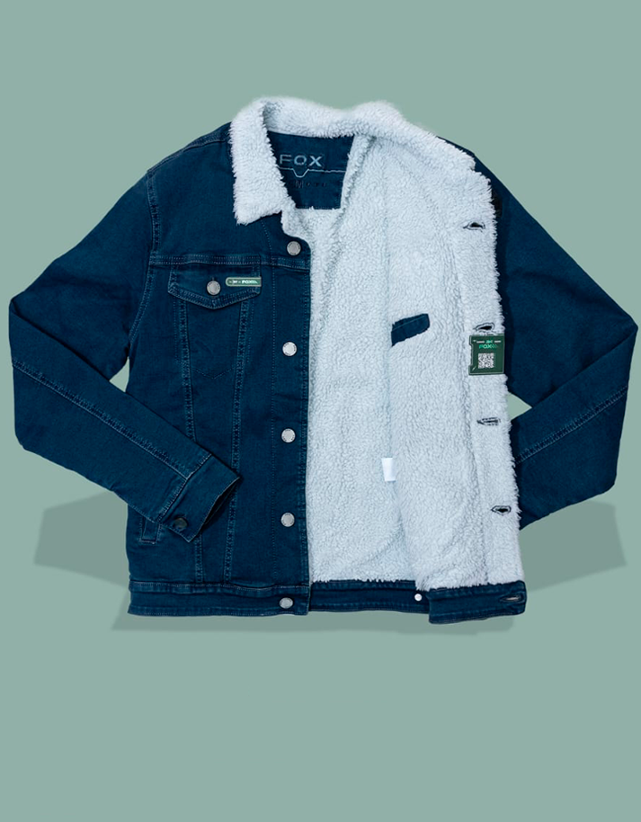 Jacket Premium Blue C/ Peluche Carnero Blanco