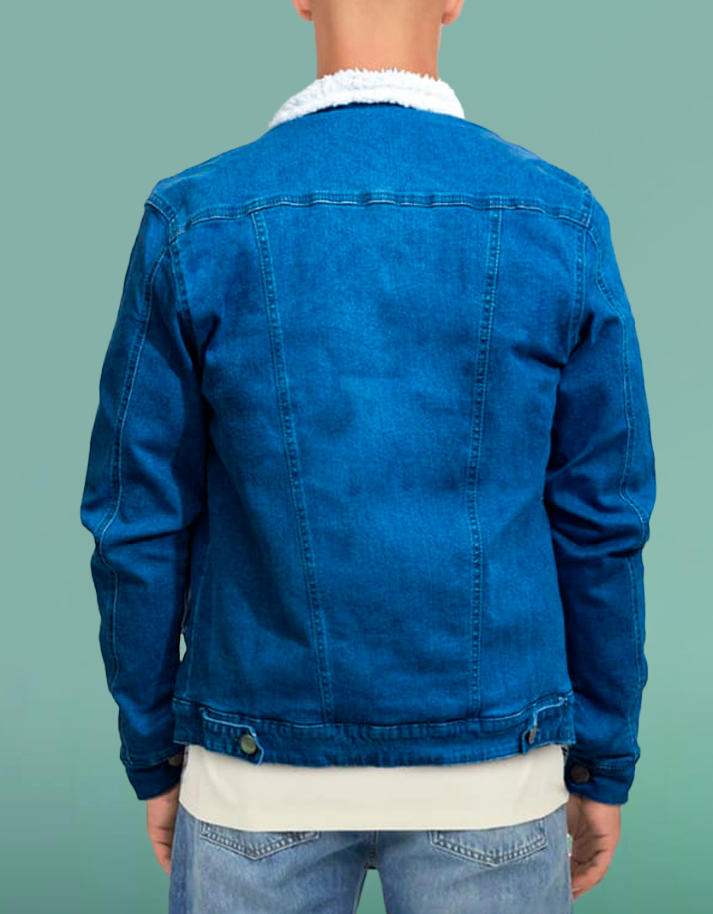 Jacket Premium Blue C/ Peluche Carnero Blanco