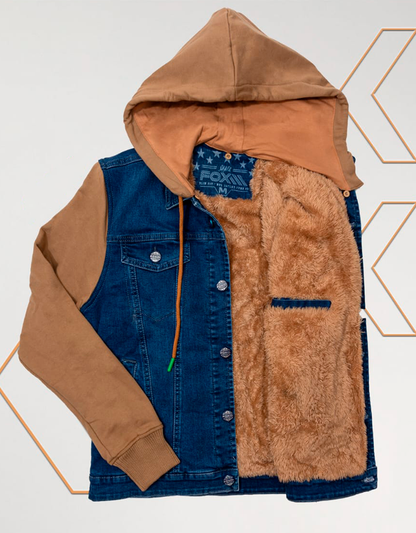 Jacket Jahuay Blue C/ Manga Franela C/ Camello y Peluche Camello