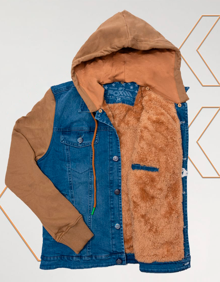 Jacket Jahuay Blue C/ Manga Franela C/ Camello y Peluche Camello