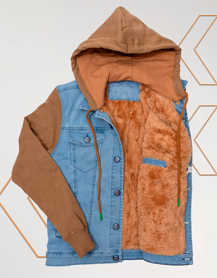 Jacket Jahuay Blue C/ Manga Franela C/ Camello y Peluche Camello