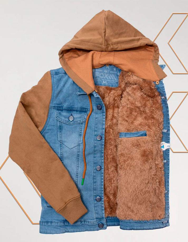 Jacket Jahuay Blue C/ Manga Franela C/ Camello y Peluche Camello