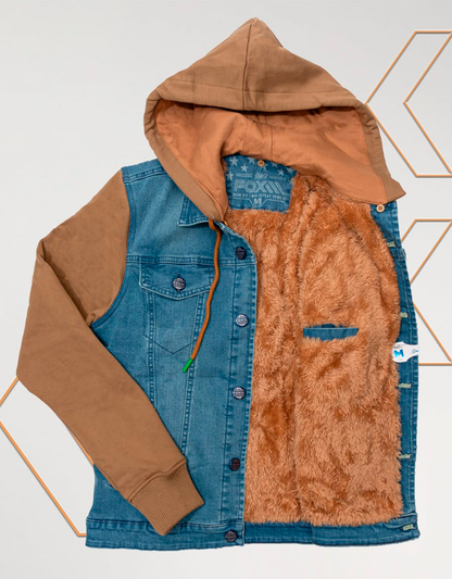 Jacket Jahuay Blue C/ Manga Franela C/ Camello y Peluche Camello