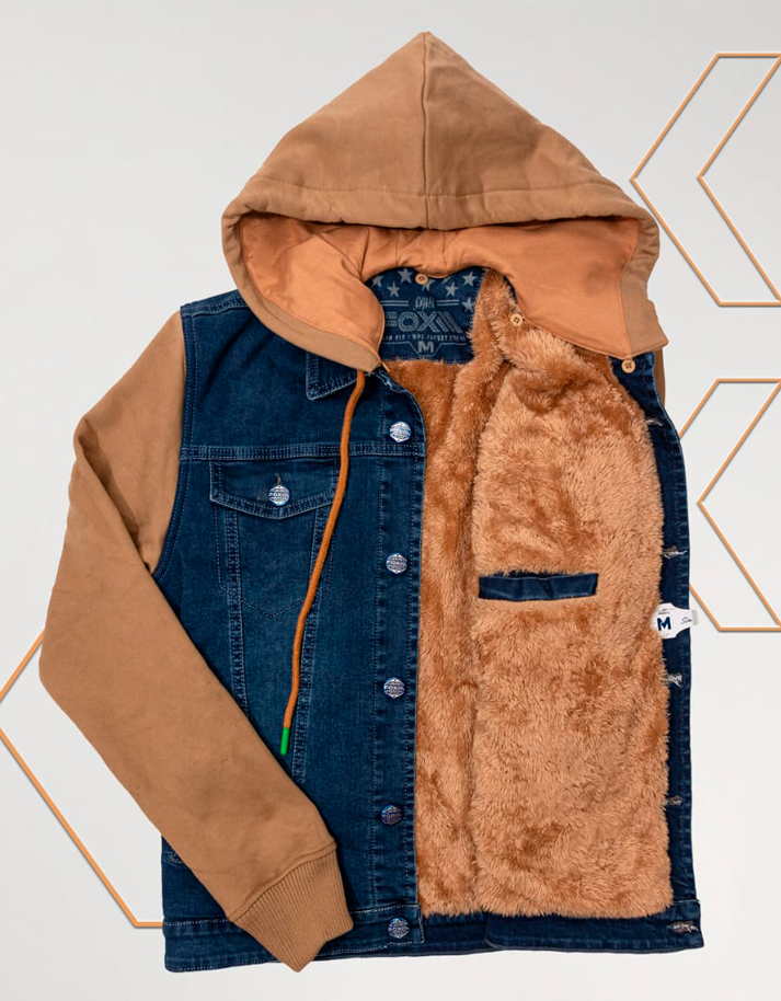 Jacket Jahuay Blue C/ Manga Franela C/ Camello y Peluche Camello