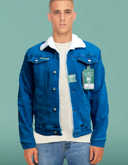 Jacket Premium Blue C/ Peluche Carnero Blanco